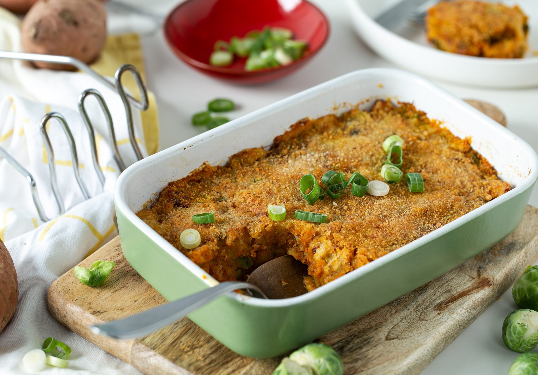 Zoete Aardappel Ovenschotel Met Spruitjes En Chorizo Fairtrade Original