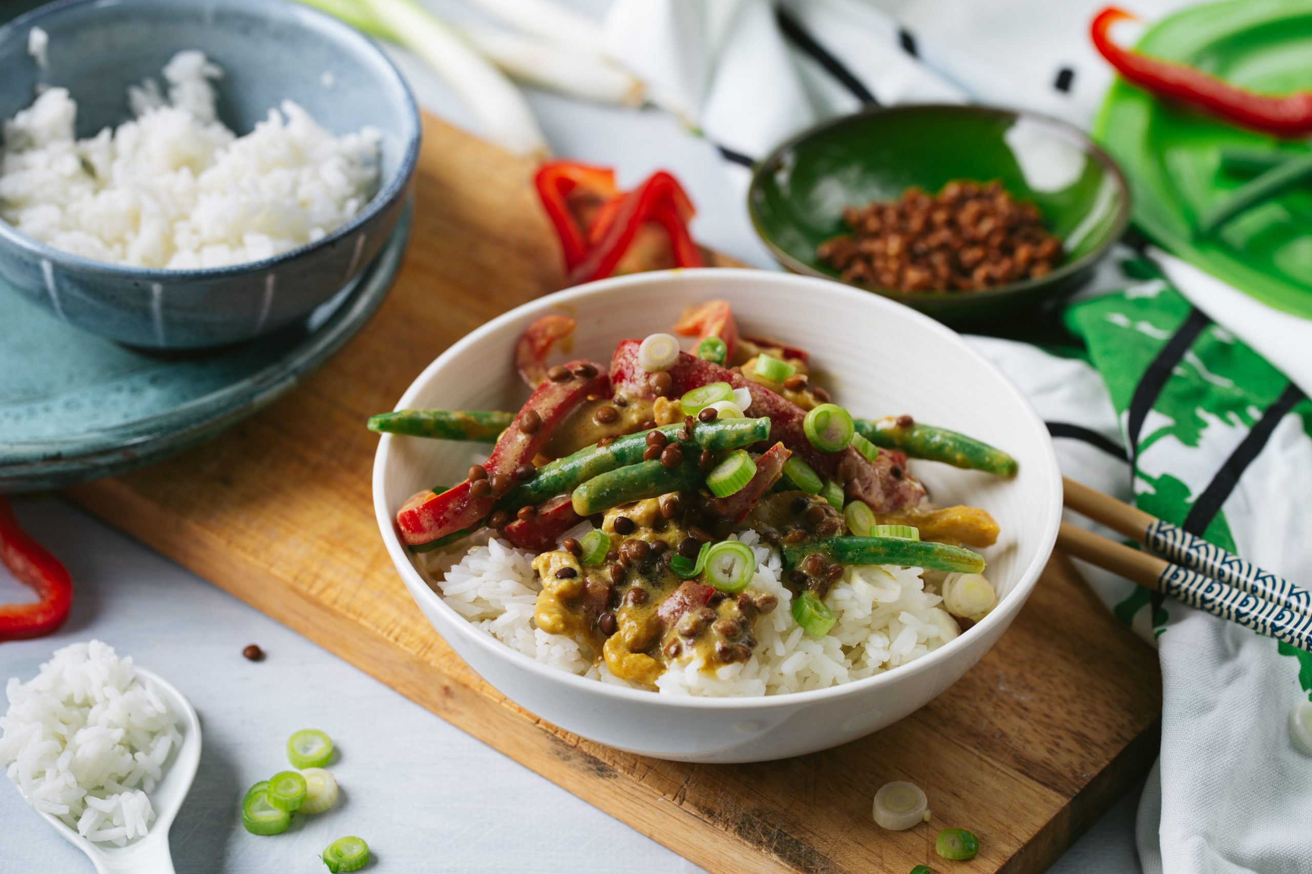 Thaise groene curry met kip, paprika linzen - Fairtrade Original